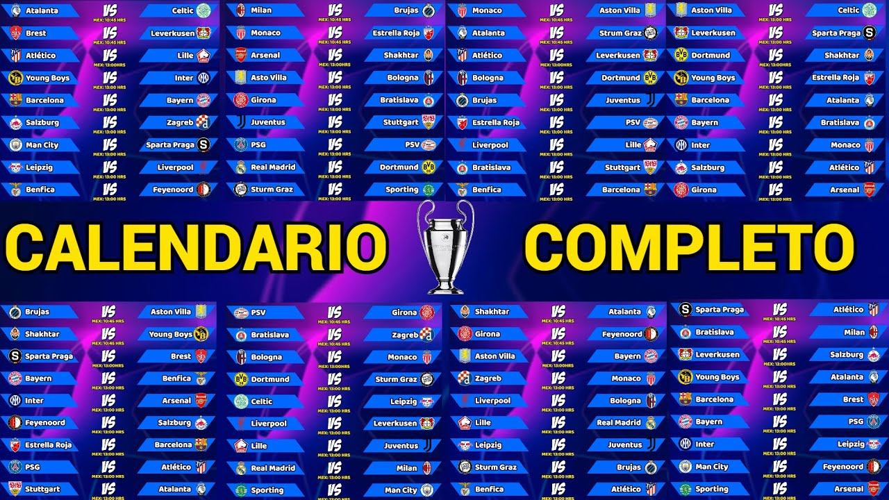 Calendario Completo De La Champions League 2024/2025 | Calendario de Champions 2026
