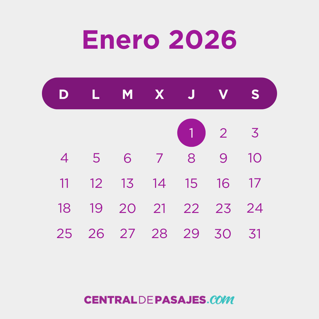 Calendario De Feriados 2026 Argentina | Central De Pasajes | Calendario Enero 2026 Argentina