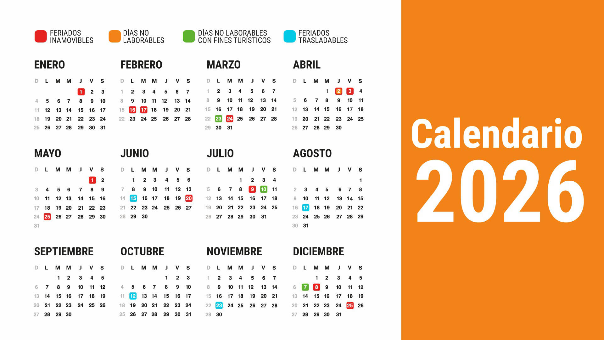 Calendario De Feriados 2026: Los Fines De Semana Largos Y Días No | Calendario 2026 Argentina Con Feriados