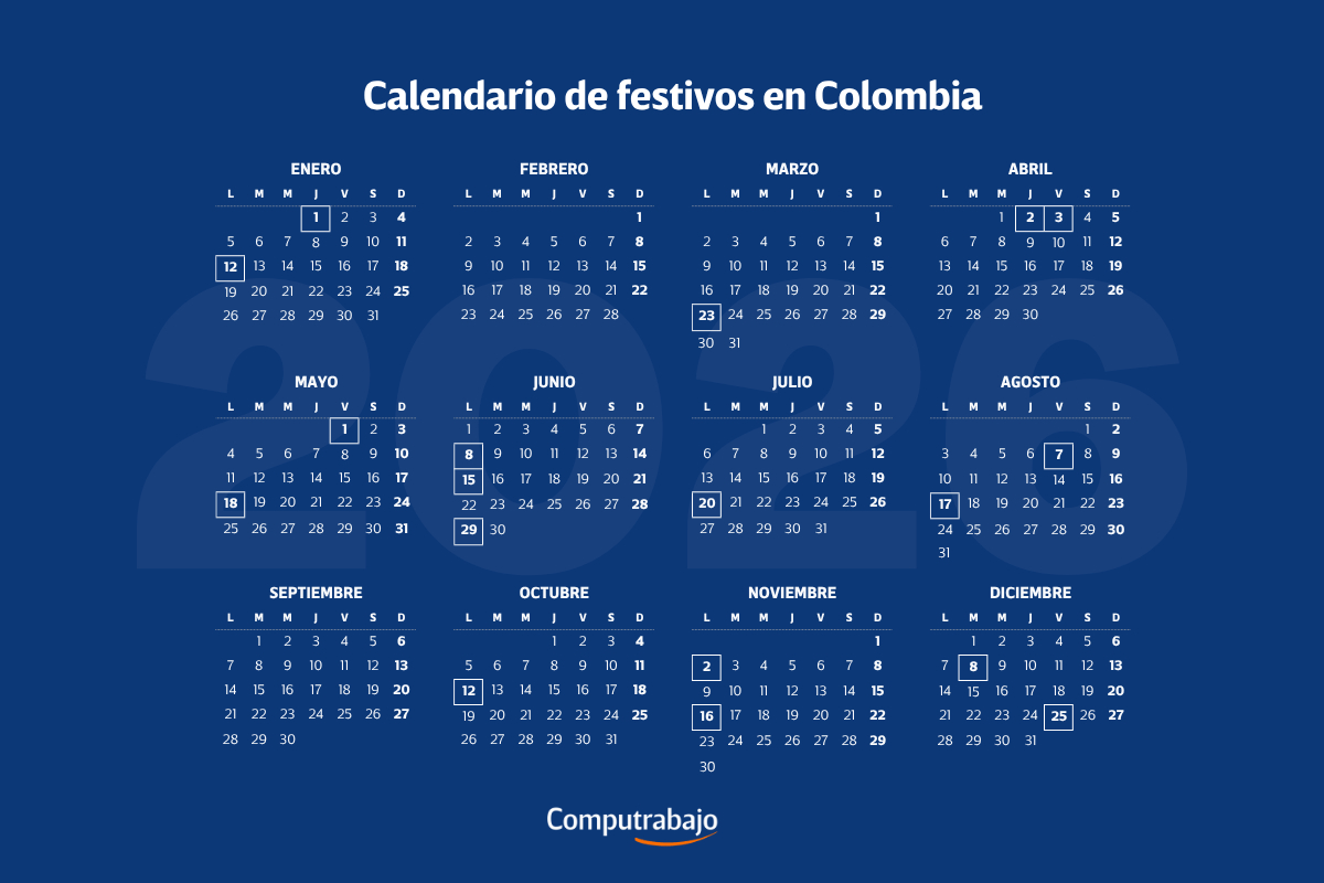 Calendario De Festivos 2026 En Colombia | Computrabajo Colombia | Calendario Enero 2026 Colombia