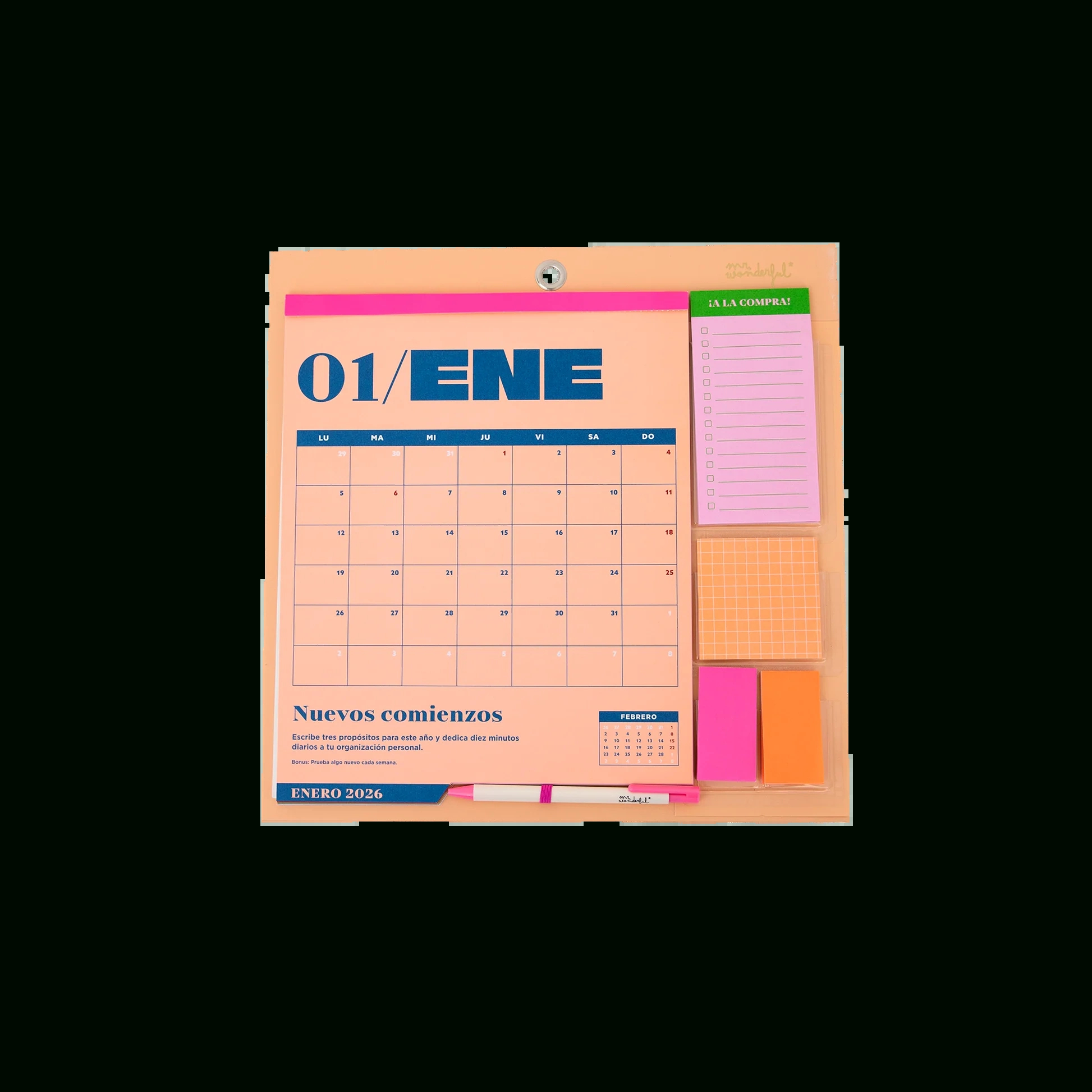 Calendario De Pared Mr Wonderful 2026 - Todo Pink | Calendario Mr Wonderful 2026