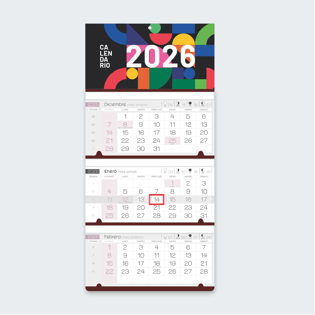 Calendario De Pared Numérico 2026 De 3 Cuerpos — Multi Impacto | Calendario De Pared 2026