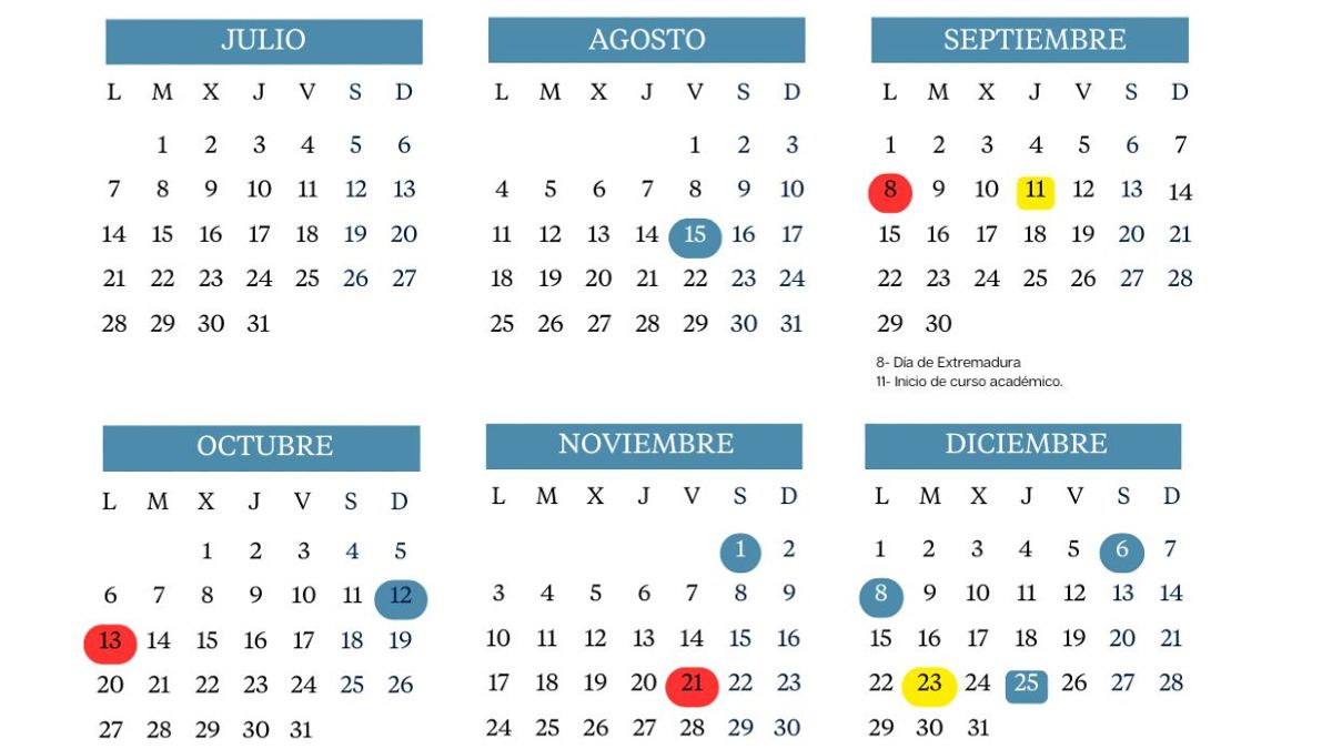 Calendario Escolar 2025-2026 En Extremadura: Vacaciones Y Festivos | Calendario Escolar 2026 Extremadura