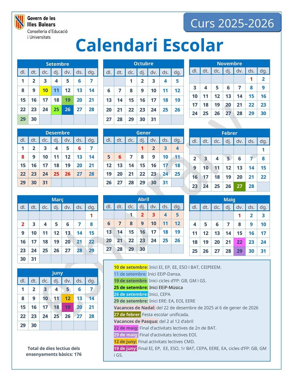 Calendario Escolar 2025/2026 En Islas Baleares 🗓️ 🏕️☀️ | Calendario Escolar 2026 Baleares