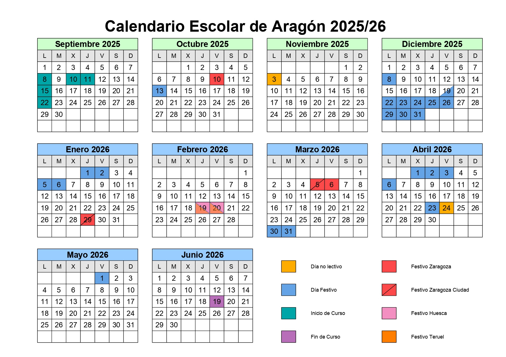 Calendario Escolar De Aragón 2025-26 - Avvbarriojesus | Calendario Escolar 2026 Aragón