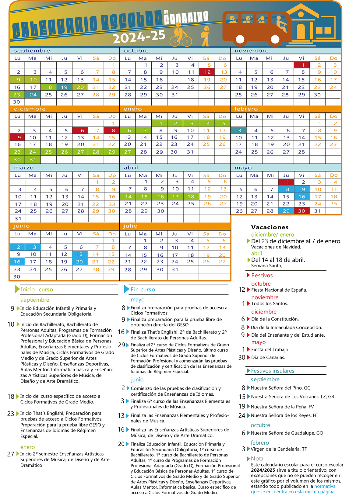 Calendario Escolar De Canarias 2024-2025 | Ies José Zerpa | Calendario Escolar 2026 Canarias
