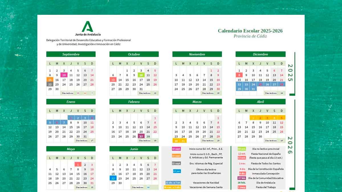 Calendario Escolar Oficial 2025/26 De Las 8 Provincias De | Calendario Escolar 2026 Andalucía
