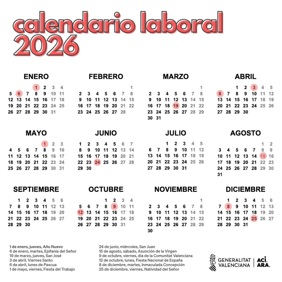 Calendario Laboral 2026 | Enero 2026 Calendario Laboral
