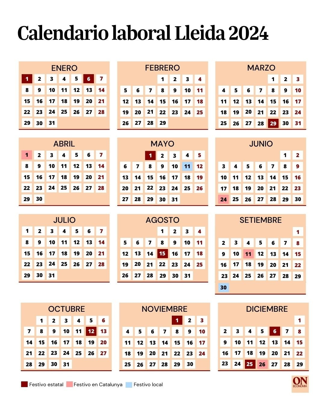 Calendario Laboral De Lleida 2024: Todos Los Puentes Y Festivos | Calendari Laboral Lleida 2026