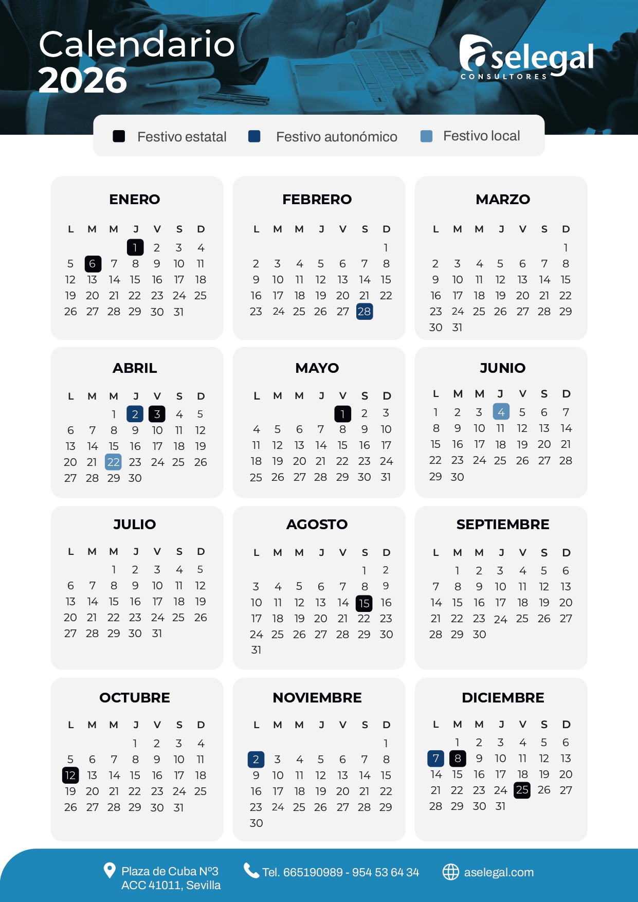 Calendario Laboral De Sevilla 2026 - Aselegal Consultores | Calendario Laboral 2026 Sevilla