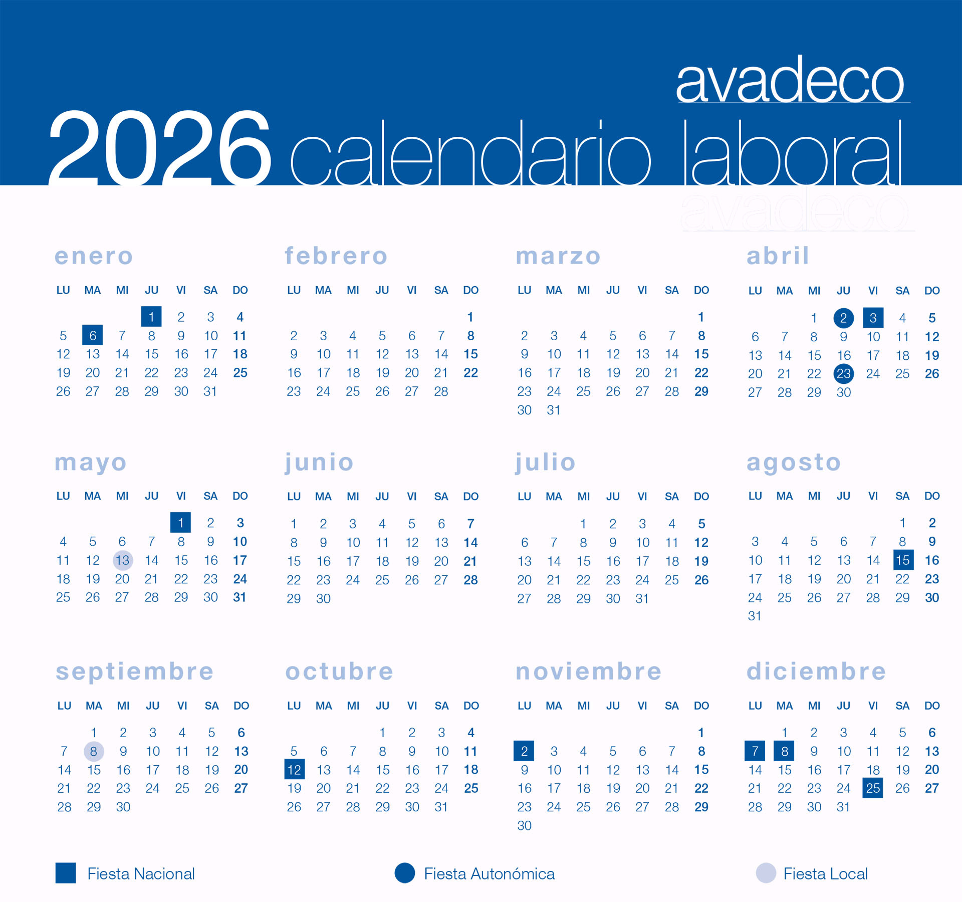 Calendario Laboral De Valladolid 2026 – Avadeco | Calendario Laboral 2026 Castilla y León