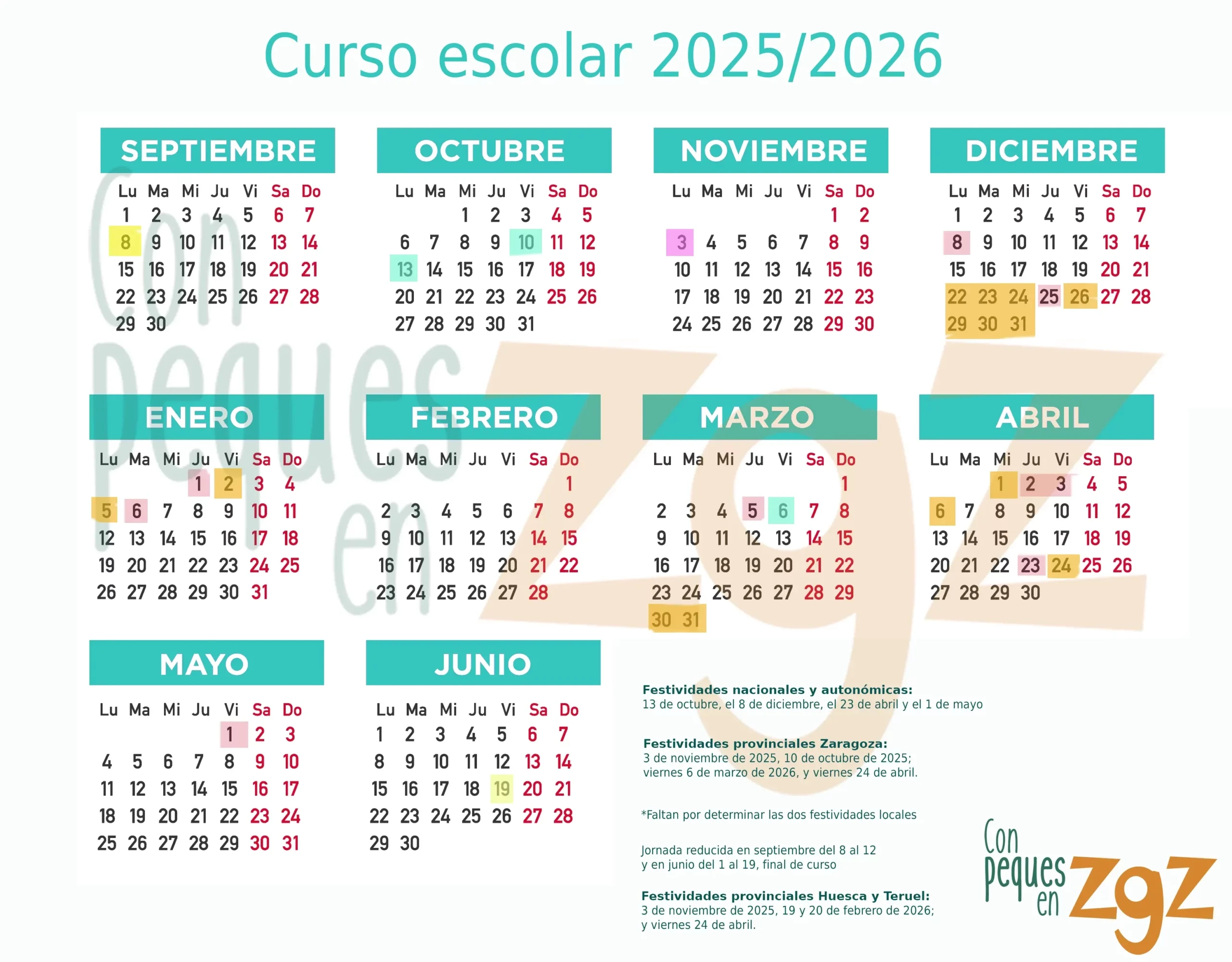 Calendario Laboral En Aragón Para 2026 - Con Peques En Zaragoza | Calendario Laboral 2026 Zaragoza