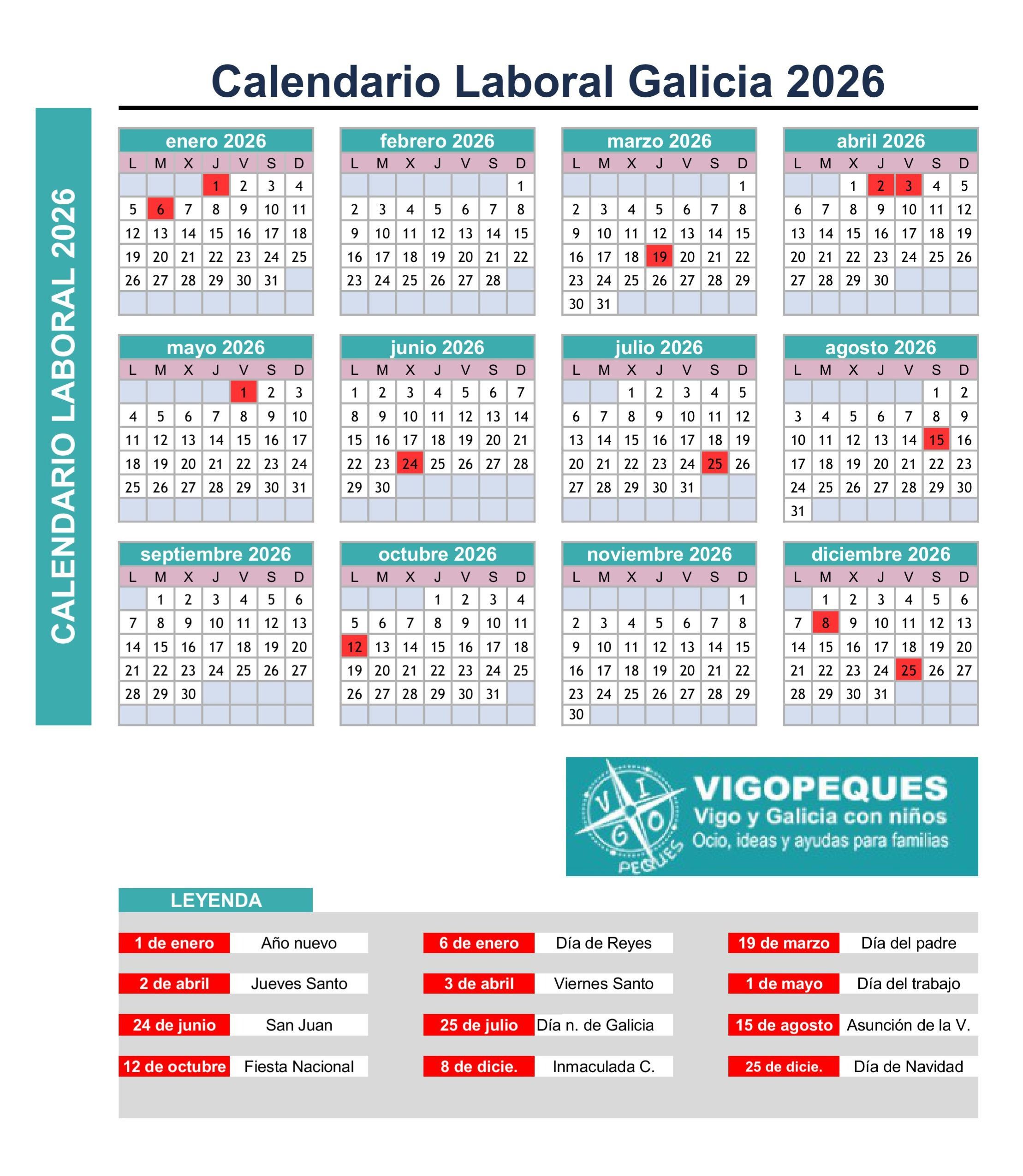Calendario Laboral En Galicia 2026: Estos Son Los Festivos Y | Calendario Laboral 2026 Coruña
