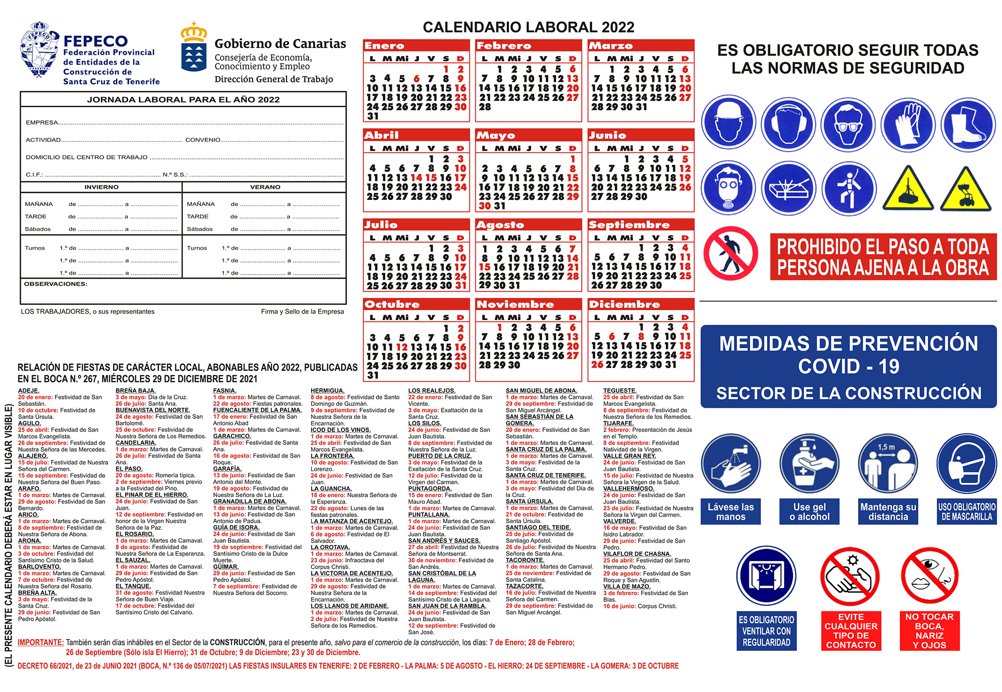 Calendario Laboral – Fepeco | Calendario Laboral 2026 Santa Cruz de Tenerife