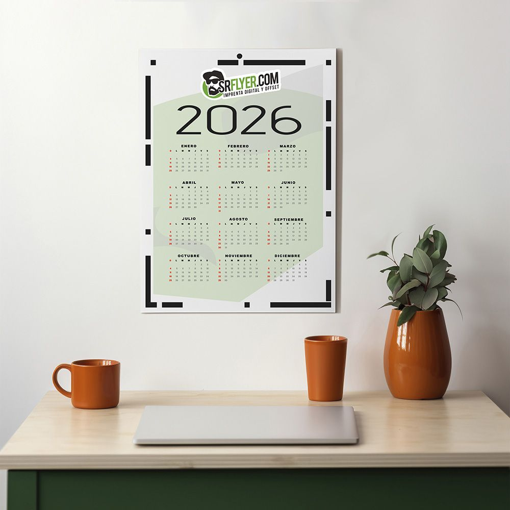 Calendarios 2026 De Pared Anual En Una Lámina Personalizados | Calendario de Pared 2026