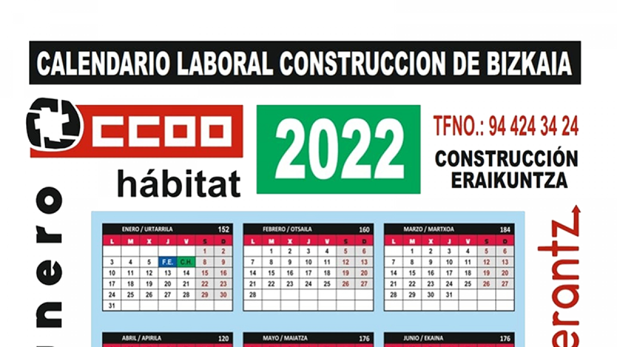 Ccoo Del Hábitat | Calendario Construcción Bizkaia 2026