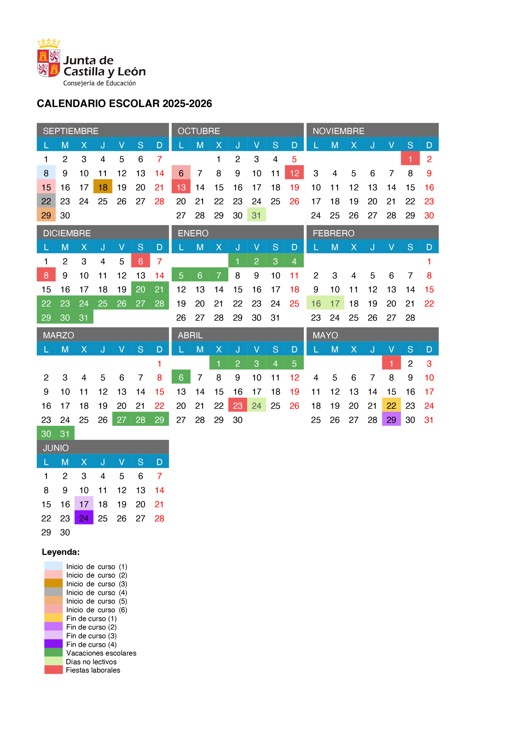 Ceip Villa Y Tierra | Calendario Escolar 2026 Castilla Y León