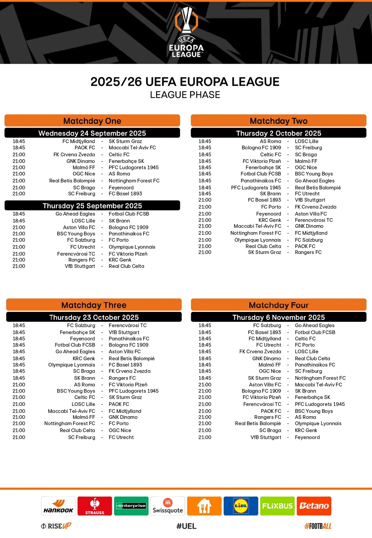 Europa League, Il Calendario 2025/26: La Roma Debutta Mercoledì | Calendario Europa League 2026