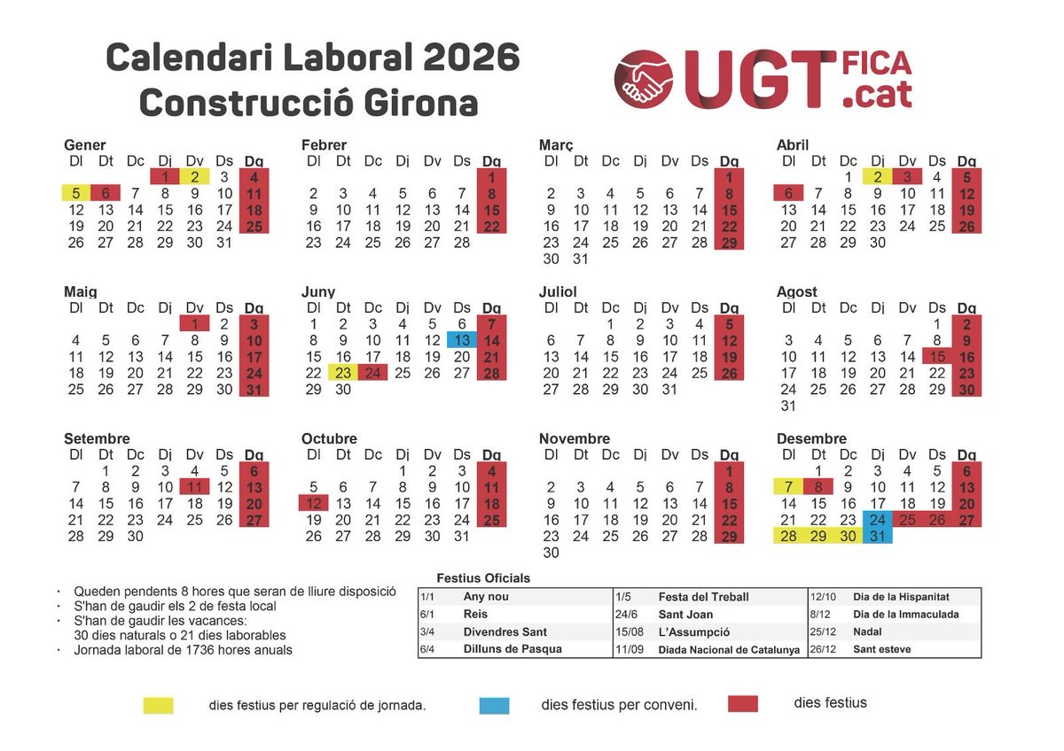 🔴 Signat El Calendari Laboral Construcció Girona 2026 🔴 Https | Calendari Laboral Girona 2026