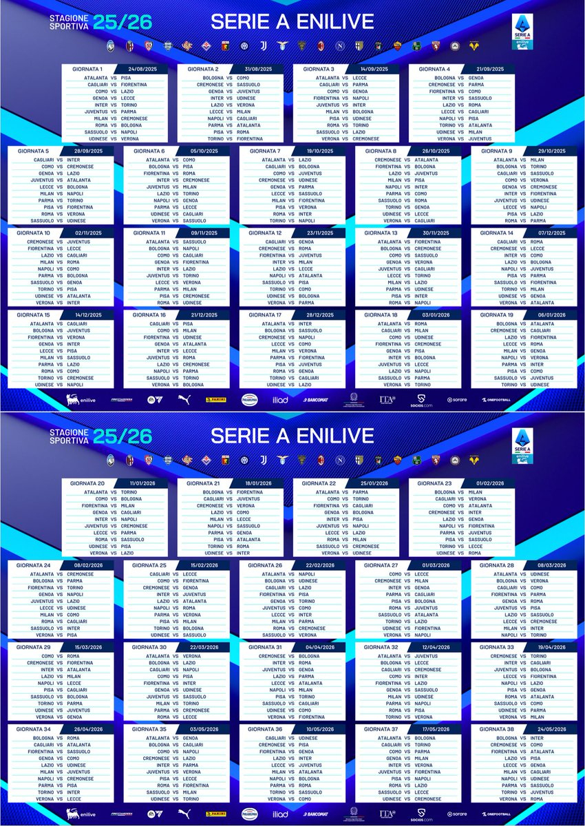 Il Calendario 📅 Completo Della Serie A 2025-2026 | Calendario Serie A 2026