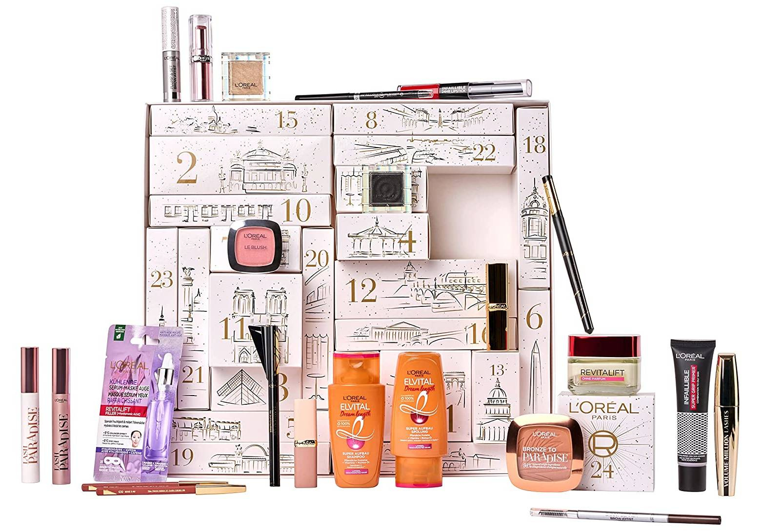 L&amp;#039;Oréal Paris Adventskalender 2022, Mit Verschiedenen Kosmetikartikeln  Hinter 24 Türchen, Jeden Tag Ein Neues Beauty-Produkt Zu Weihnachten, 1  Stück | Calendario Adviento L&amp;#039;Oréal 2026