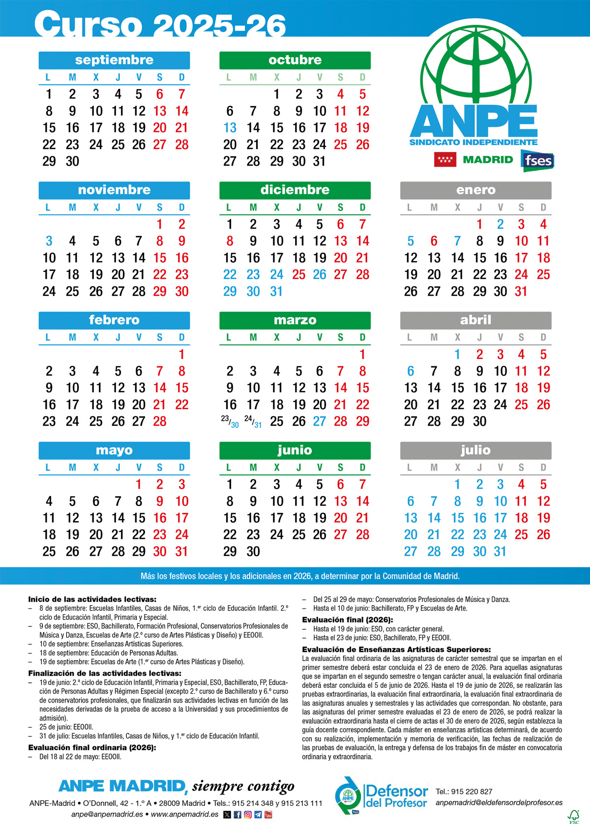 Noticia: Calendario Escolar Para El Curso 2025-2026 | Calendario Colegios Madrid 2026