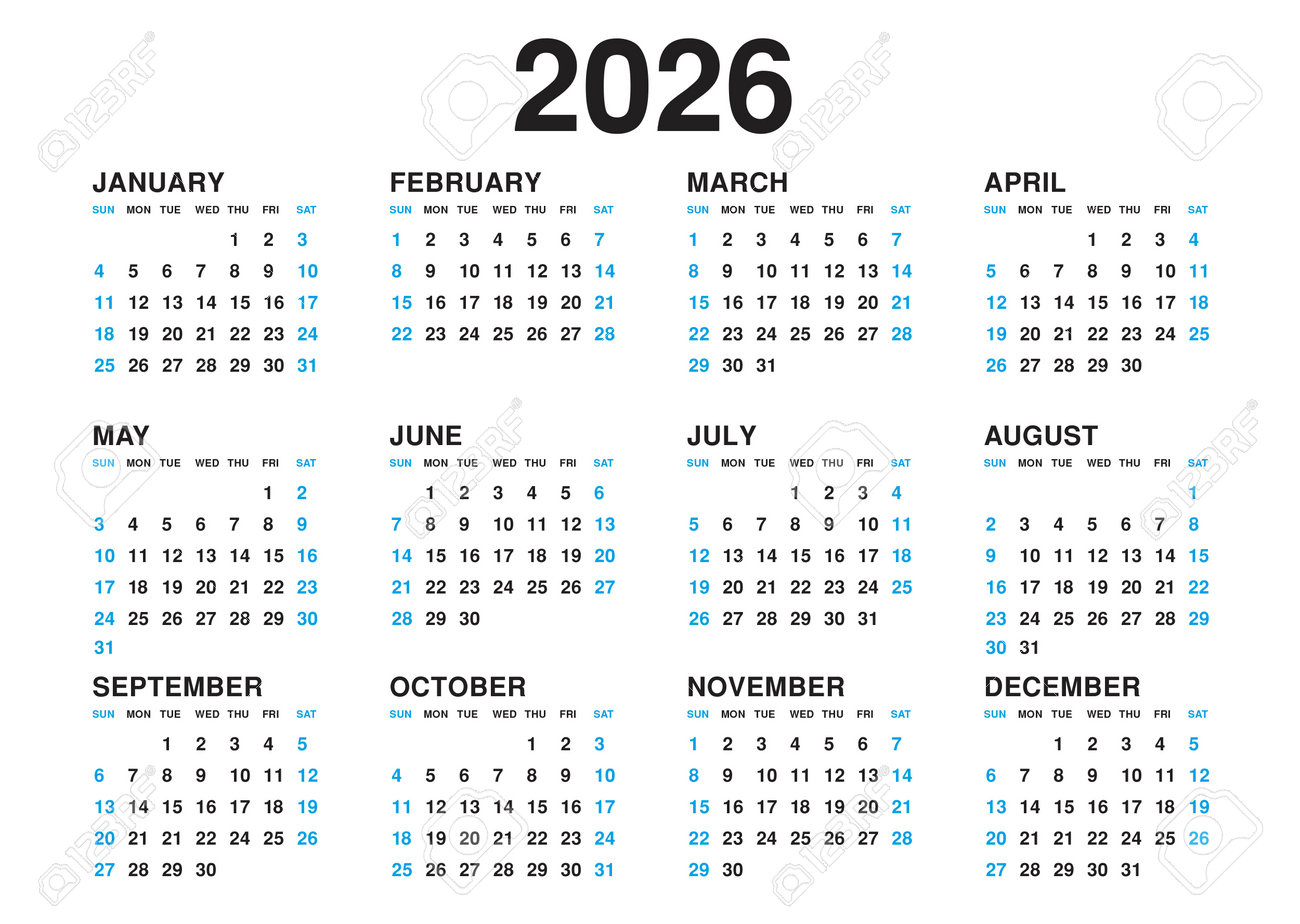 Plantilla De Calendario 2026, Diseño Minimalista Simple | Calendario Año 2026 Para Imprimir