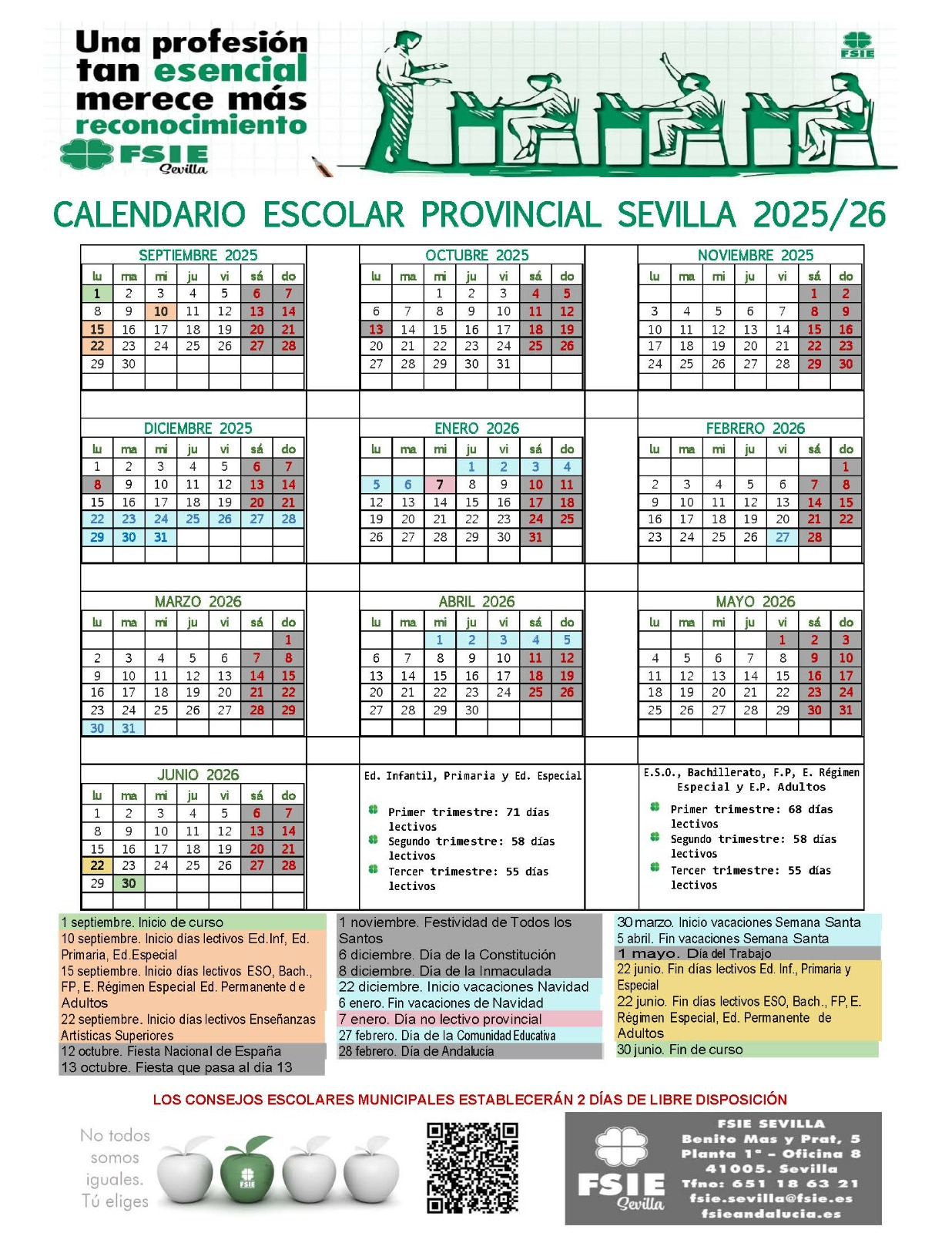 Sevilla: Calendario Escolar Provincial De Sevilla Para El Curso | Calendario Escolar 2026 Sevilla