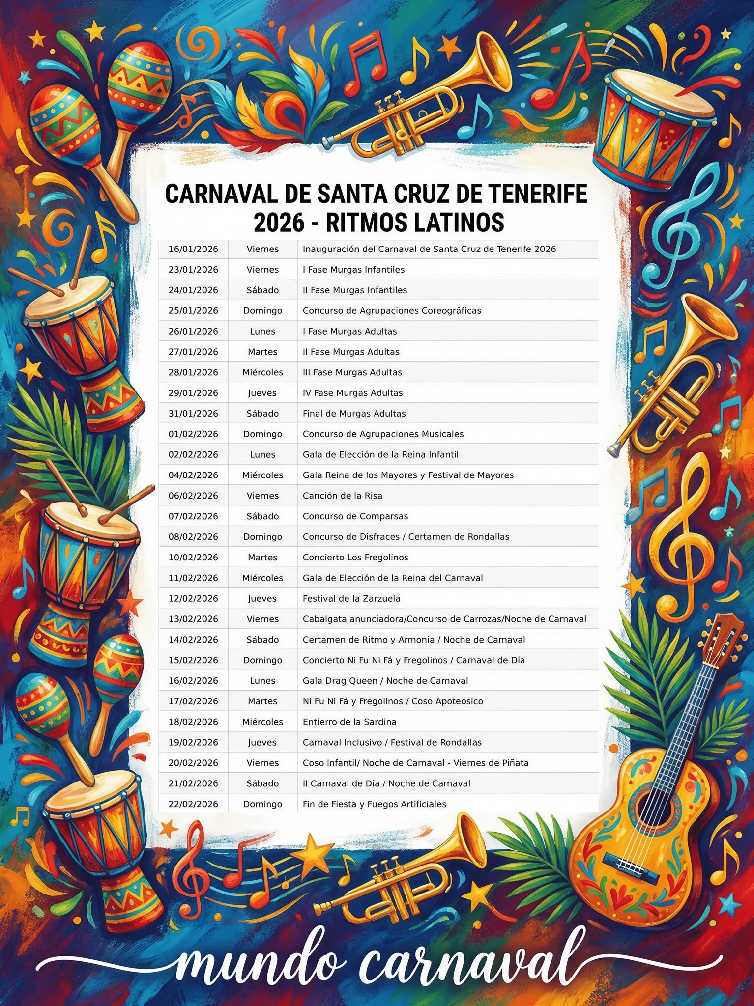 Wann Ist 2026 Karneval Auf Teneriffa? - Www.teneriffa.ro | Carnaval Tenerife 2026 Calendario